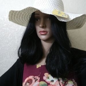 Happy Summer Time Ladies Hat, White.
